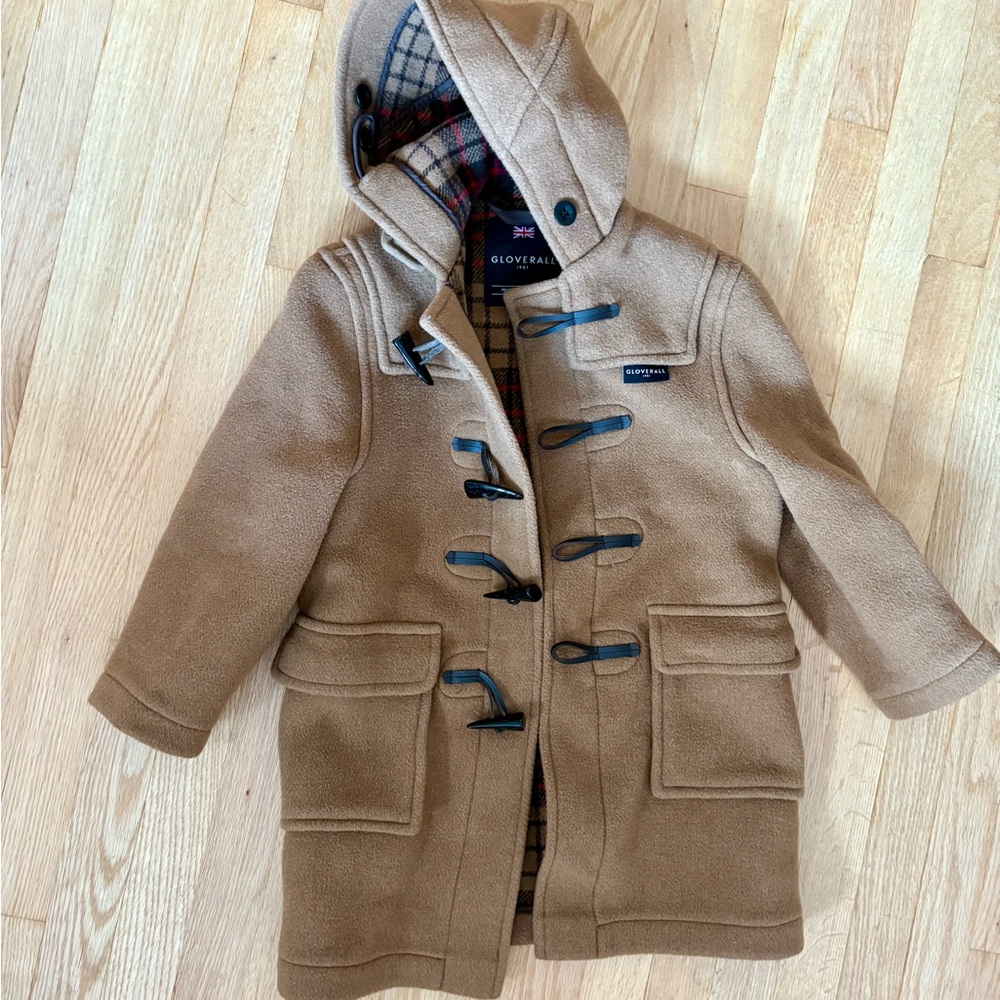 Gloverall Kids Brown Pea Coat with Hood
